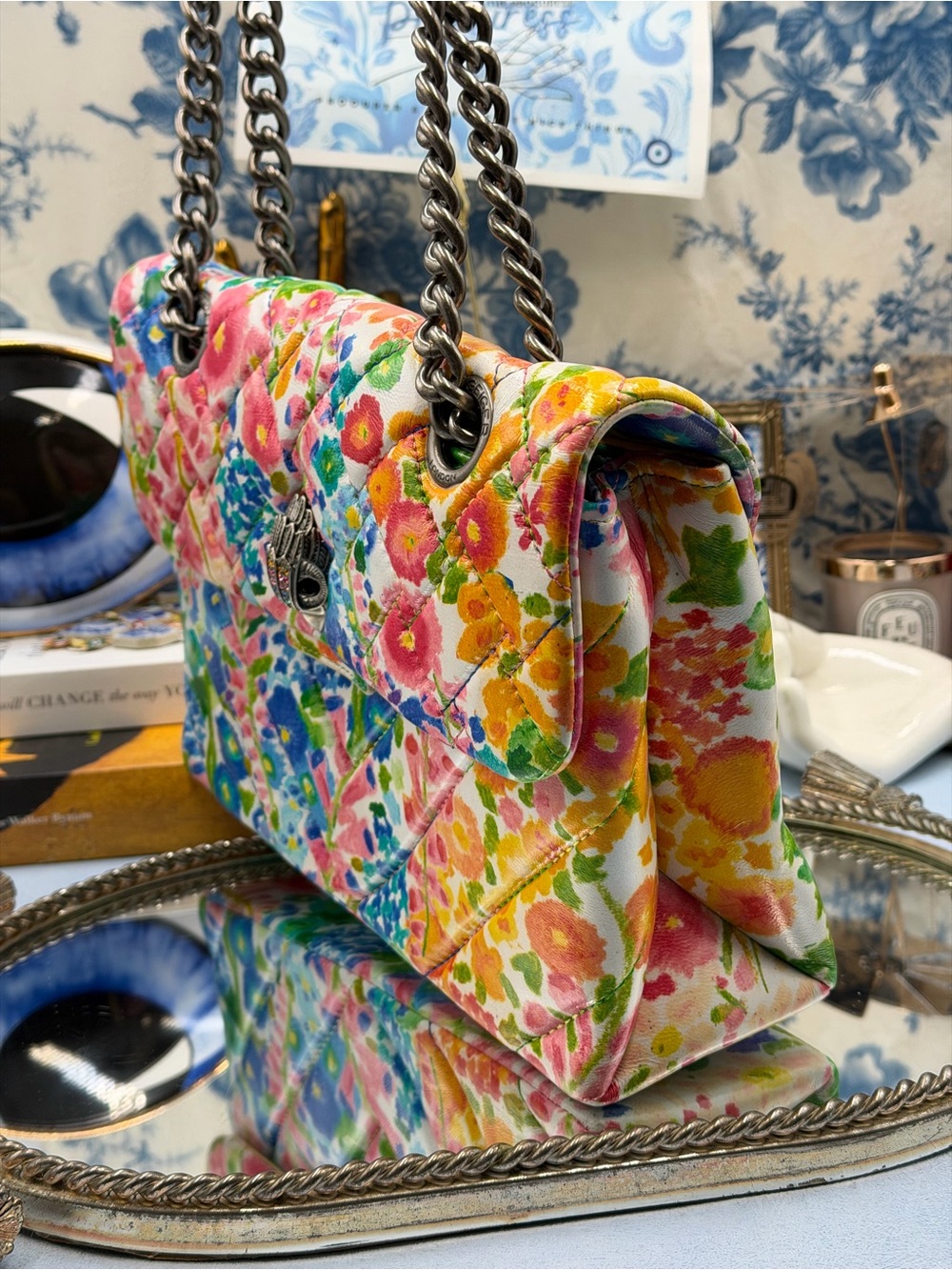 🆕 KURT GEIGER LONDON 🧿 NWOT Floral Couture Kensington Bag, Bright Floral Print - Picture 5 of 16